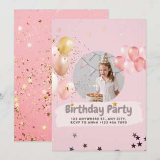 Invitation d'anniversaire de la princesse rose Con