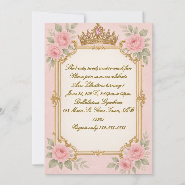 Invitation d'anniversaire de la princesse royale (Devant)