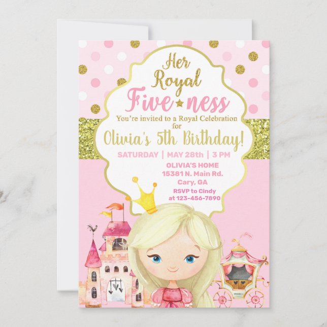 Invitation d'anniversaire de la princesse royale f (Devant)