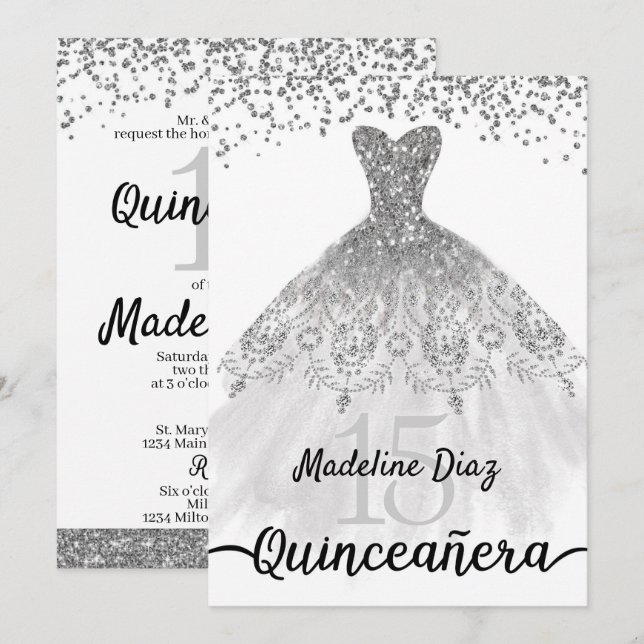 Invitation d'anniversaire de la Quinceanera d'arge (Devant / Derrière)