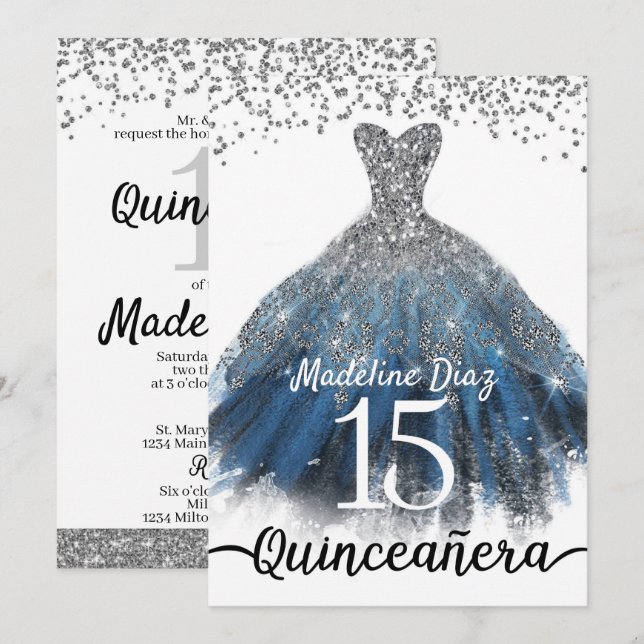 Invitation d'anniversaire de la Quinceanera d'arge (Devant / Derrière)
