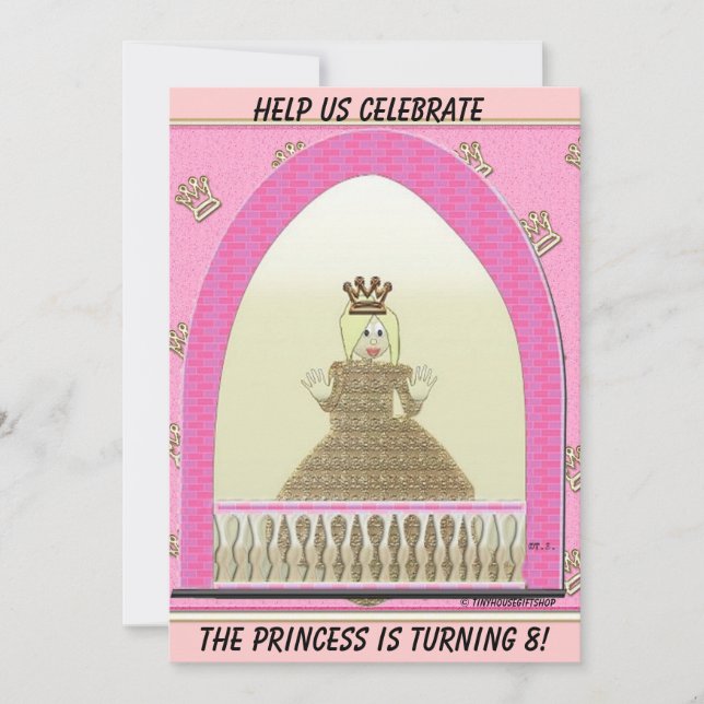 Invitation d'anniversaire de la Reine de château (Devant)