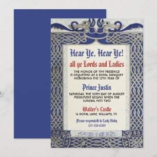 Invitation d'anniversaire de la Renaissance médiév