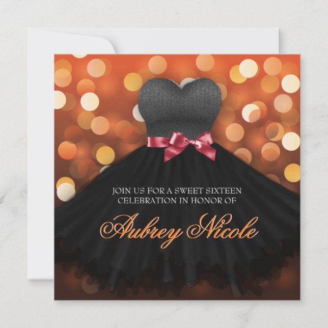 Invitation d'anniversaire de la robe noire d'Sweet (Devant)