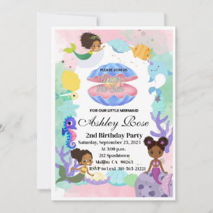 Invitation d'anniversaire de la sirène noire/afric