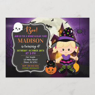 Invitation d'anniversaire de la sorcière d'Hallowe
