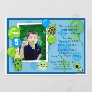 Invitation d'anniversaire de la tortue ADORABLE