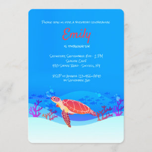 Invitation d'anniversaire de la tortue de mer