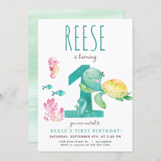 Invitation d'anniversaire de la tortue de mer