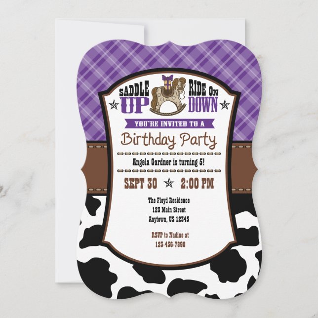 Invitation d'anniversaire de la vache à lait mauve (Devant)