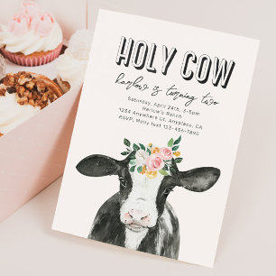 Invitation d'anniversaire de la vache rose   Invit