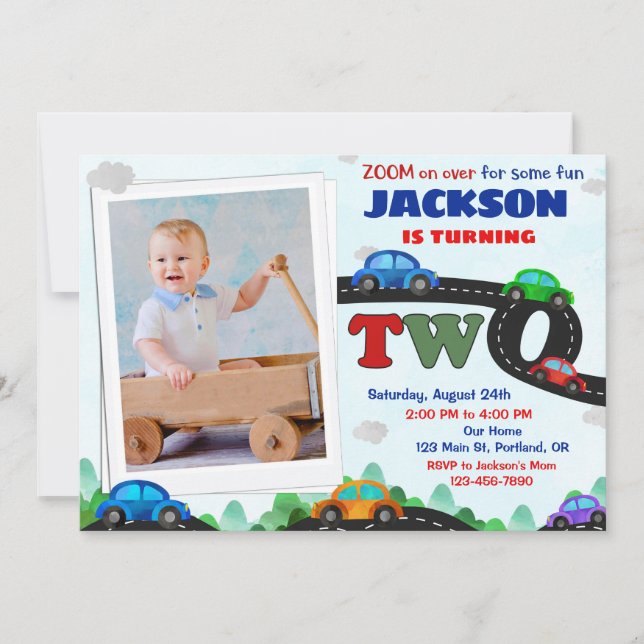 Invitation d'anniversaire de la voiture photo Cond (Devant)