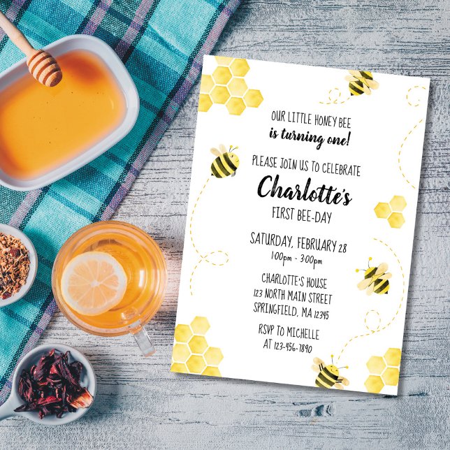 Invitation d'anniversaire de l'abeille de miel (Créateur téléchargé)