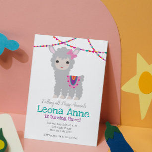 Invitation d'anniversaire de lama alama