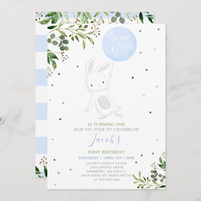 Invitation d'anniversaire de lapin Certains lapin  (Devant / Derrière)