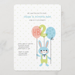 Invitation d'anniversaire de lapin de 2 ans