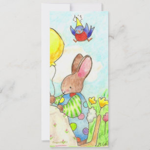 invitation d'anniversaire de lapin et de ballon