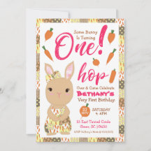 Invitation d'anniversaire de lapin mignon pour fil