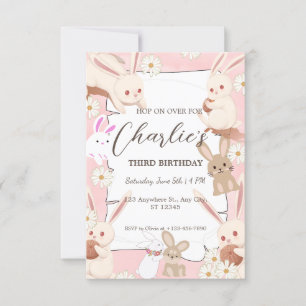 Invitation d'anniversaire de lapin pour enfant