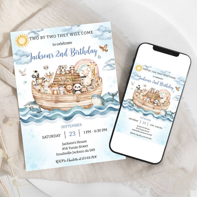 Invitation d'anniversaire de l'arche de Noé (Créateur téléchargé)