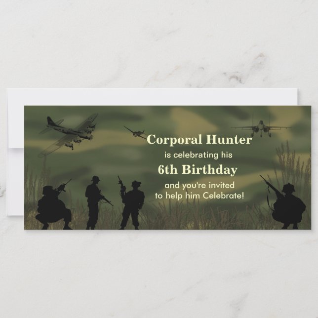 Invitation d'anniversaire de l'armée du garçon (Devant)