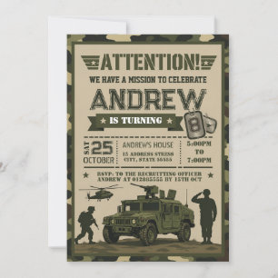 Invitation d'anniversaire de l'armée moderne perso