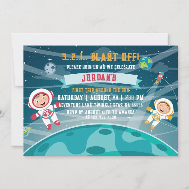Invitation d'anniversaire de l'astronaute (Devant)