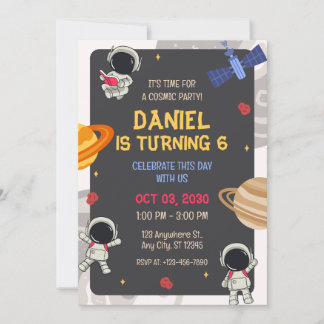 Invitation d'anniversaire de l'astronaute de la pl