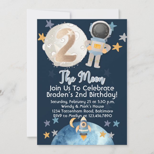 Invitation d'anniversaire de l'astronaute spatial  (Devant)