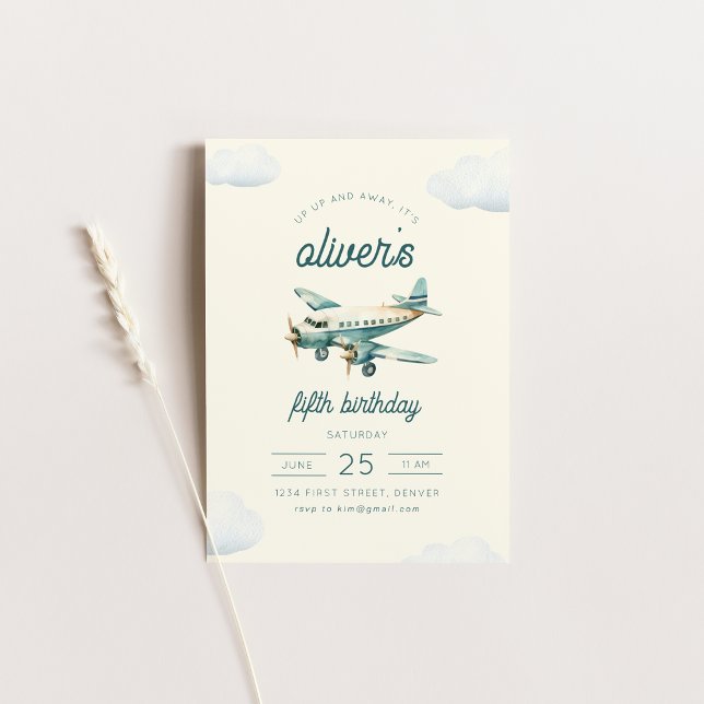 Invitation d'anniversaire de l'avion en vol (Créateur téléchargé)