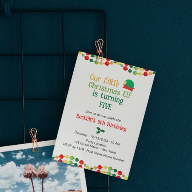 Invitation d'anniversaire de l'elfe de fête (Créateur téléchargé)