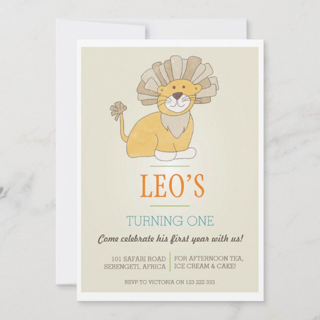 Invitation d'anniversaire de Leo Lion (Devant)