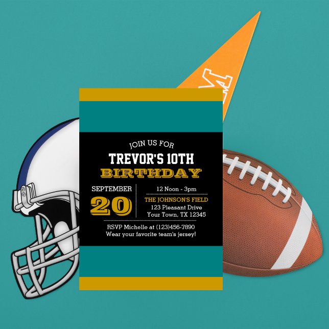 Invitation d'anniversaire de l'équipe turquoise et (Créateur téléchargé)