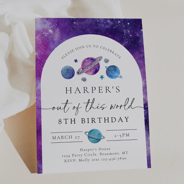 Invitation d'anniversaire de l'espace de la fille  (Créateur téléchargé)