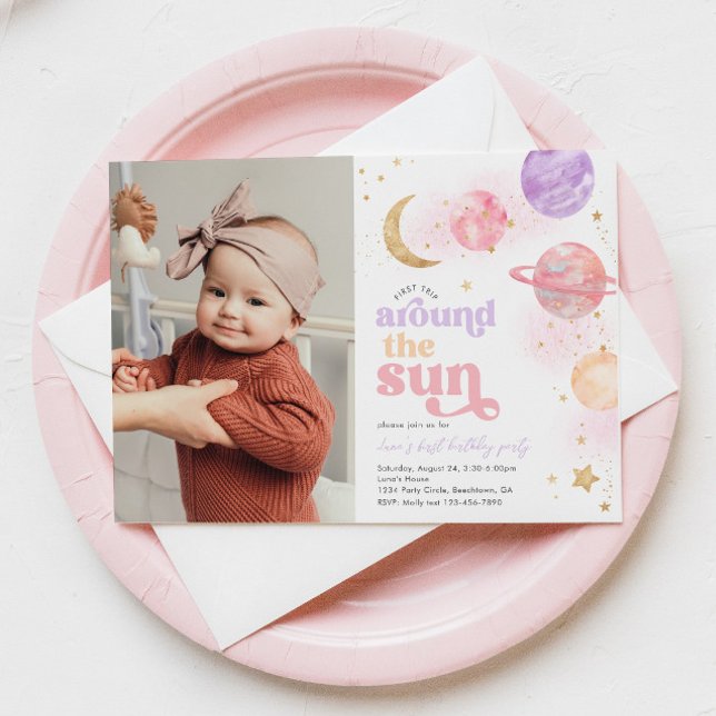 Invitation d'anniversaire de l'espace de la fille (Créateur téléchargé)