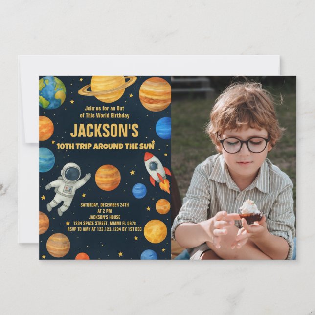 Invitation d'anniversaire de l'espace moderne (Devant)