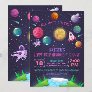 Invitation d'anniversaire de l'espace - Première f