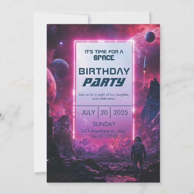Invitation d'anniversaire de l'Explorateur Galacti (Devant)