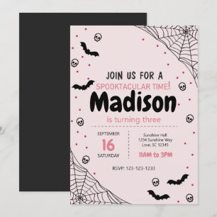 Invitation d'anniversaire de l'Halloween de Pink S