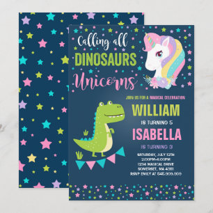 Invitation d'anniversaire de licornes et de