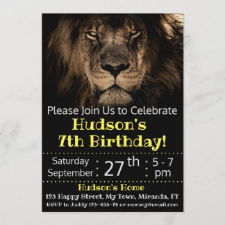 Invitation d'anniversaire de lion