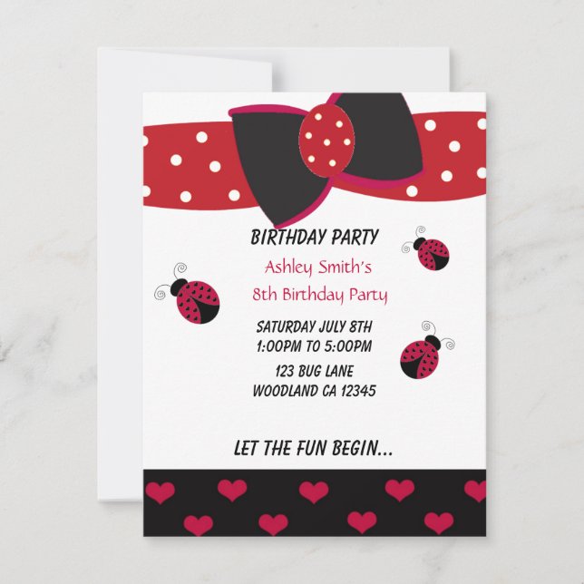 Invitation d'anniversaire de Little Ladybug (Devant)
