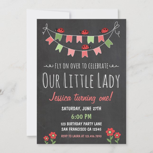 Invitation d'anniversaire de Little Ladybug (Devant)