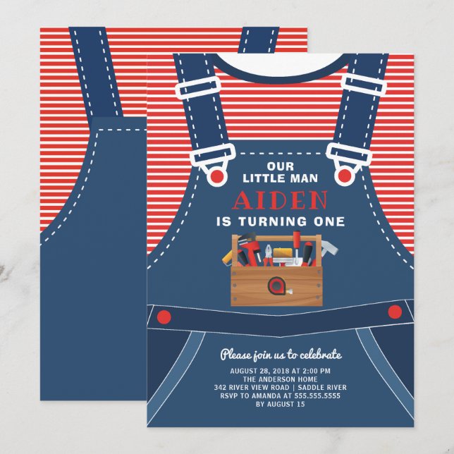 Invitation d'anniversaire de Little Man Boys (Devant / Derrière)