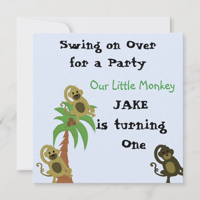 Invitation d'anniversaire de Little Monkey (Devant)