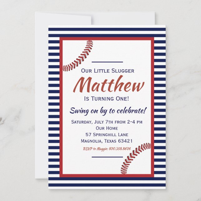 Invitation d'anniversaire de Little Slugger Baseba (Devant)