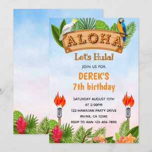 Invitation d'anniversaire de l'loha tropical