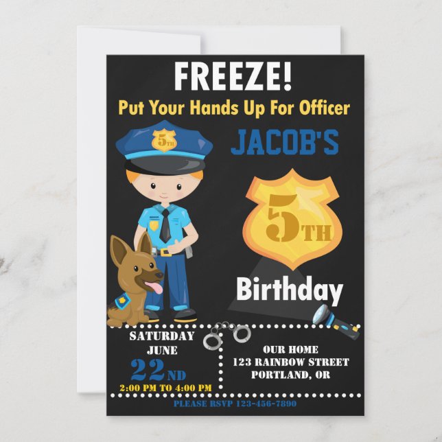 Invitation d'anniversaire de l'officier de police (Devant)