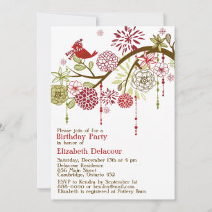 Invitation d'anniversaire de l'oiseau rouge