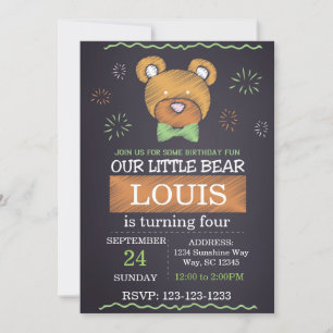 Invitation d'anniversaire de l'ours de la Cravate